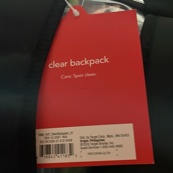 NWT Clear Plastic Backpack by EMBARK Black outline on nearly transparent bag. - Picture 3 of 6